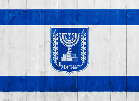 Flag and coat of arms of Israel on a textured background. Concept collage.の写真素材