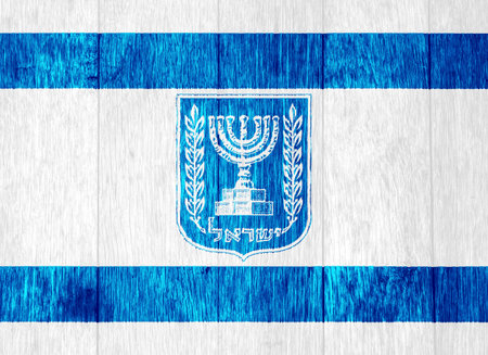 Flag and coat of arms of Israel on a textured background. Concept collage.の写真素材