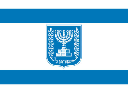 The official current flag and coat of arms of Israel. Flag of Israel. Illustration.の写真素材