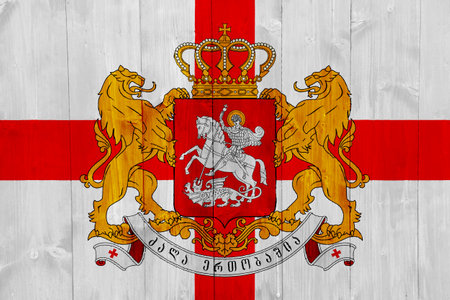 Flag and coat of arms of Georgia on a textured background. Concept collage.の写真素材