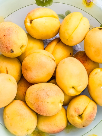 Ripe pineapple apricots. Fruits. Ecological food background. Healthy eating concept.の写真素材