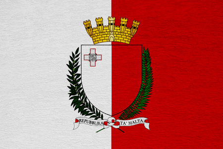 Flag and coat of arms of the Republic of Malta on a textured background. Concept collage.の写真素材