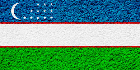Flag of Republic of Uzbekistan on a textured background. Concept collage.の写真素材