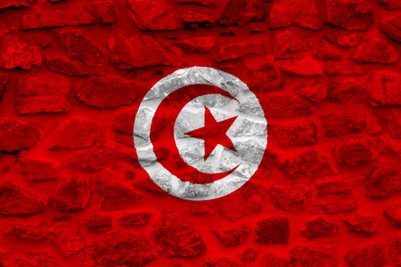 Flag of Tunisian Republic on a textured background. Concept collage.の写真素材