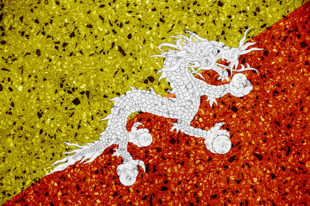 Flag of Kingdom of Bhutan on a textured background. Concept collage.の写真素材