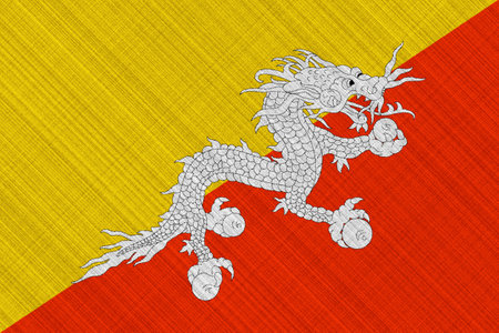 Flag of Kingdom of Bhutan on a textured background. Concept collage.の写真素材