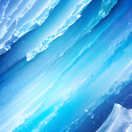 Generative AI fantasies on the theme of chaotic New Year's ice texture. Background for a Christmas card in a modern style.の素材