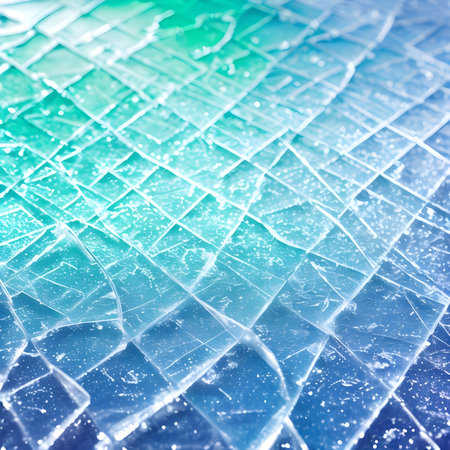 Generative AI fantasies on the theme of chaotic New Year's ice texture. Background for a Christmas card in a modern style.の素材