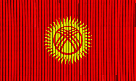 Flag of Kyrgyz Republic on a textured background. Concept collage.の写真素材