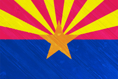 Flag of State of Arizona on a textured background. Concept collage.の写真素材