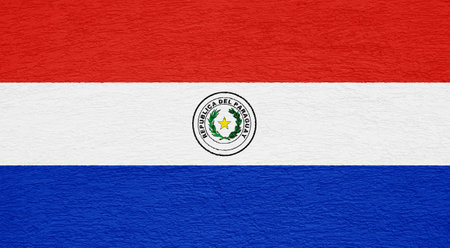 Flag of Republic of Paraguay on a textured background. Concept collage.の写真素材