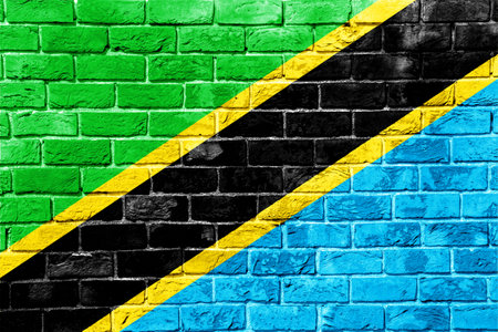 Flag of the United Republic of Tanzania on a textured background. Concept collage.の写真素材