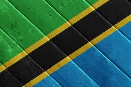Flag of the United Republic of Tanzania on a textured background. Concept collage.の写真素材