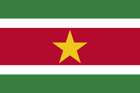The official current flag of the Republic of Suriname. State flag of Suriname. Illustration.の写真素材