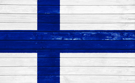 Flag of Republic of Finland on a textured background. Concept collage.の写真素材