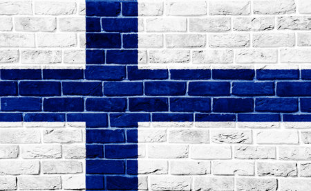 Flag of Republic of Finland on a textured background. Concept collage.の写真素材