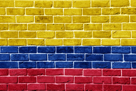 Flag of Republic of Colombia on a textured background. Concept collage.の写真素材