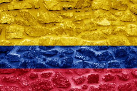 Flag of Republic of Colombia on a textured background. Concept collage.の写真素材