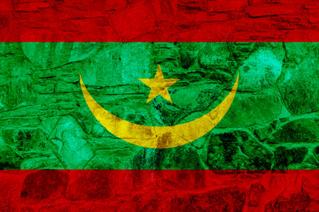 Flag of ISLAMIC REPUBLIC OF MAURITANIA on a textured background. Concept collage.の写真素材