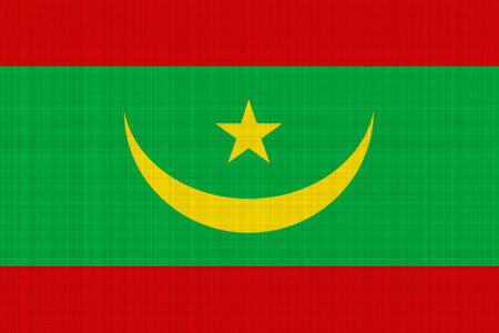 Flag of ISLAMIC REPUBLIC OF MAURITANIA on a textured background. Concept collage.の写真素材