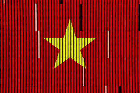 Flag of Socialist Republic of Vietnam on a textured background. Concept collage.の写真素材