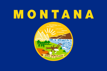 The official current flag of Montana USA state. State flag of Vietnam. Illustration.の写真素材