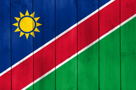 Flag of Republic of Namibia on a textured background. Concept collage.の写真素材