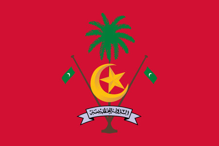 Flag and coat of arms of the Republic of Maldives on a textured background. Concept collage.の写真素材