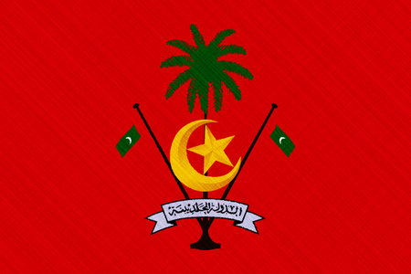 Flag and coat of arms of the Republic of Maldives on a textured background. Concept collage.の写真素材