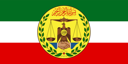 The official current flag and coat of arms of the Republic of Somaliland. State flag of Somaliland. Illustration.の写真素材
