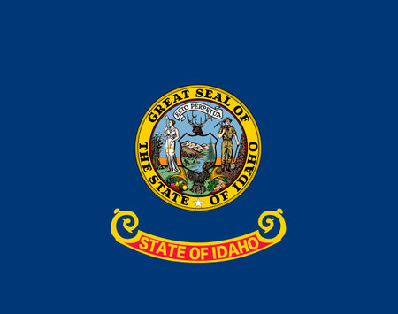 The official current flag of Idaho US state. State flag of Idaho. Illustration.の写真素材