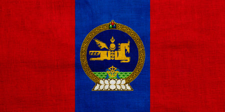 Flag and coat of arms of Mongolia on a textured background. Concept collage.の写真素材