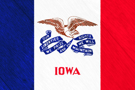 Flag of Iowa State USA on a textured background. Concept collage.の写真素材