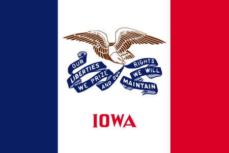 The official current flag of Iowa State USA. State flag of Iowa. Illustration.の写真素材