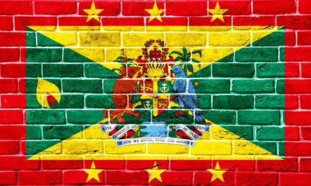 Flag and coat of arms of Grenada on a textured background. Concept collage.の写真素材