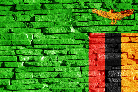 Flag of Republic of Zambia on a textured background. Concept collage.の写真素材