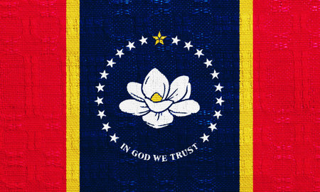 Flag of Mississippi state USA on a textured background. Concept collage.の写真素材