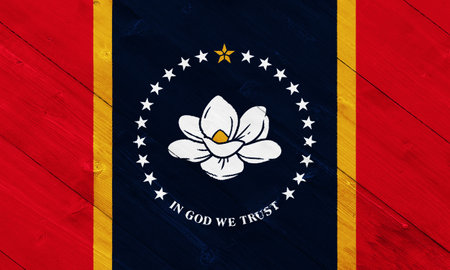 Flag of Mississippi state USA on a textured background. Concept collage.の写真素材