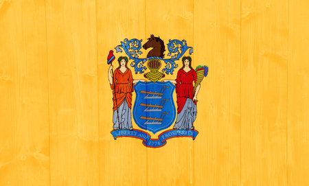 Flag of New Jersey state USA on a textured background. Concept collage.の写真素材