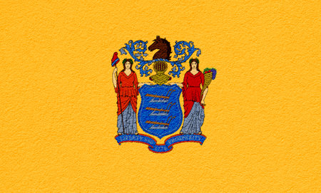 Flag of New Jersey state USA on a textured background. Concept collage.の写真素材