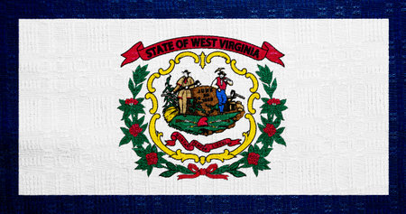 Flag of West Virginia USA state on a textured background. Concept collage.の写真素材