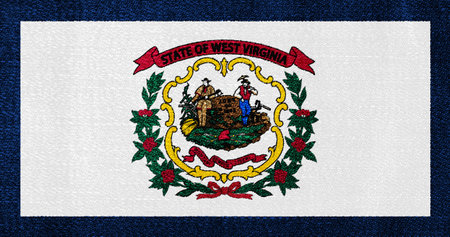 Flag of West Virginia USA state on a textured background. Concept collage.の写真素材