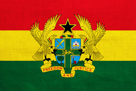 Flag and coat of arms of the Republic of Ghana on a textured background. Concept collage.の写真素材