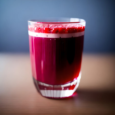 Healthy strawberry smoothie in a transparent glass with strawberries. Generative AI.の素材