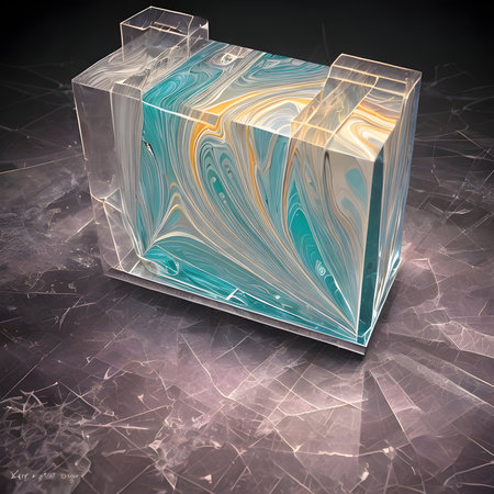 Fantasy generative AI Glassformism. Background made of transparent glass and crystals.の素材