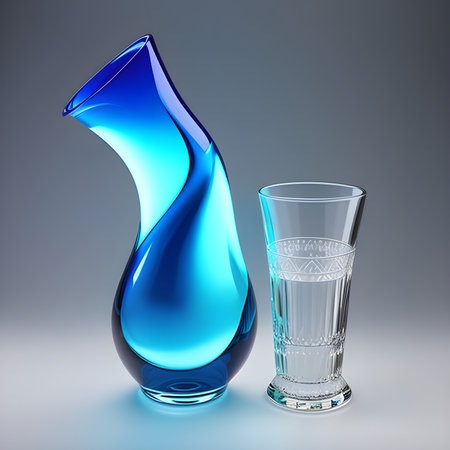 Fantasy generative AI Glassformism. Background made of transparent glass and crystals.の素材