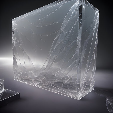 Fantasy generative AI Glassformism. Background made of transparent glass and crystals.の素材