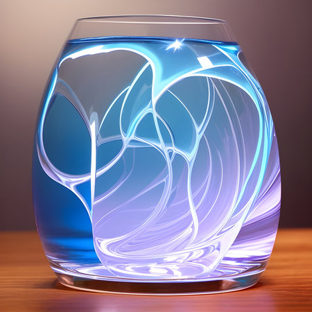 Fantasy generative AI Glassformism. Background made of transparent glass and crystals.の素材