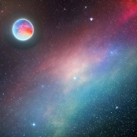 Fantasy generative AI Glassformism. Space, nebula, earth are contained within a glass sphere.の素材