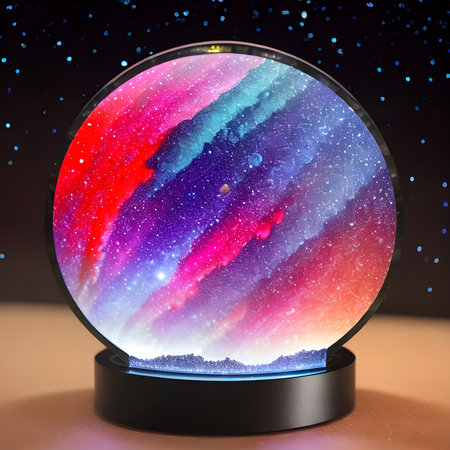 Fantasy generative AI Glassformism. Space, nebula, earth are contained within a glass sphere.の素材